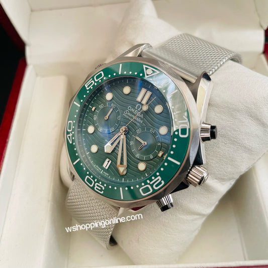 Seamaster Silver Green Chronograph Working Watch