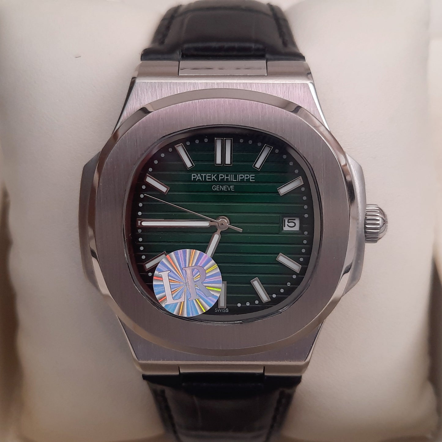 Master Patek Green Black Leather Watch