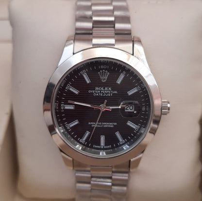 Silver Black Datejust Watch