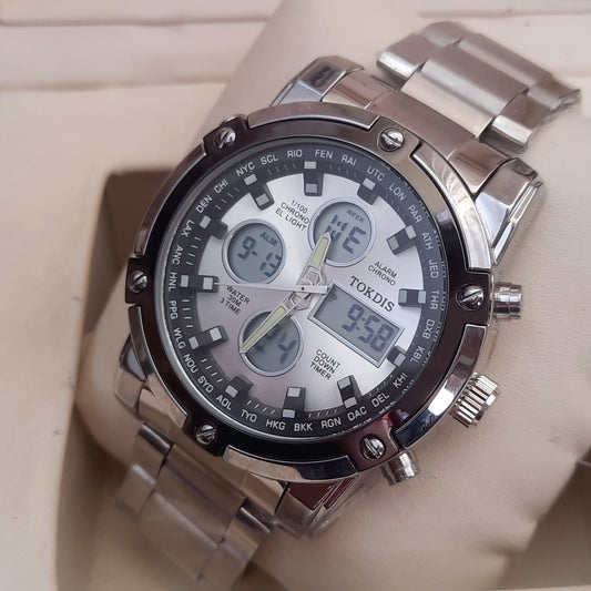 Tokdix 3 time Silver White Original Watch