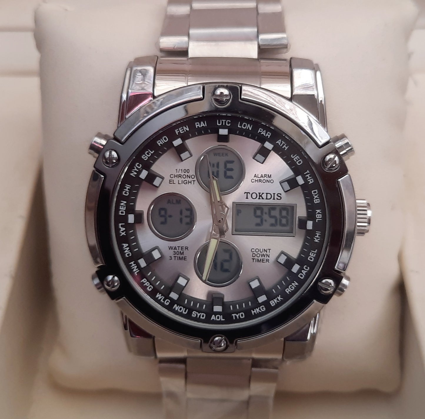 Tokdix 3 time Silver White Original Watch