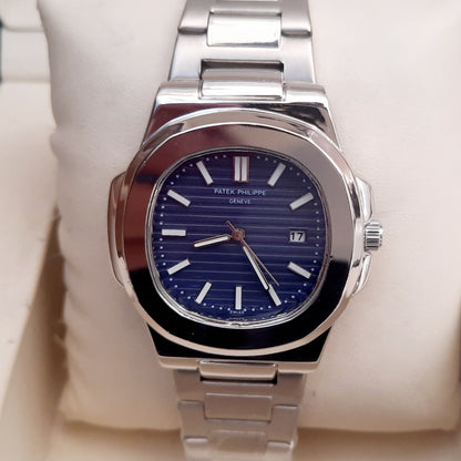 Patek Silver Blue Watch