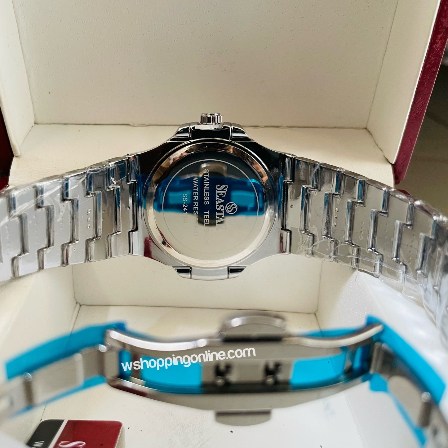 SeaStar Silver Black Dial Blue Stones Original Watch