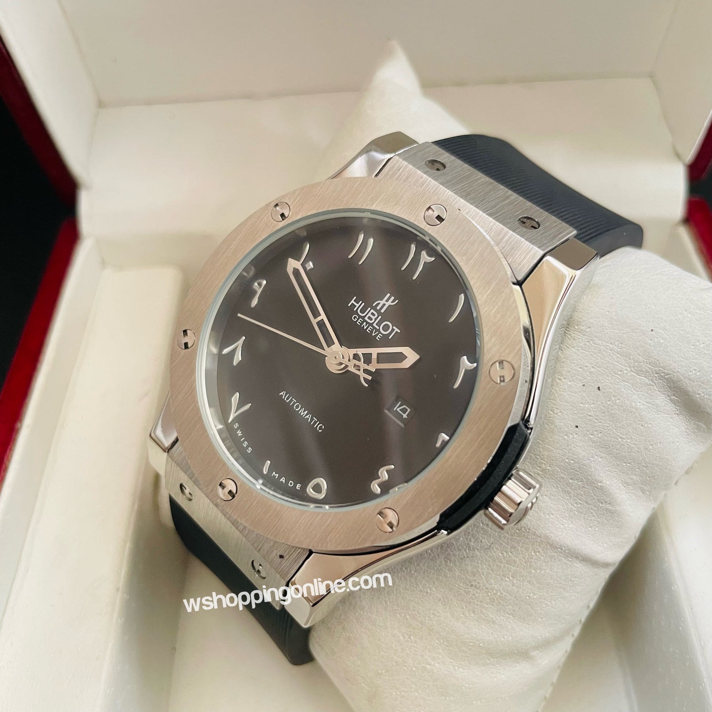 Silver Black Dial Arabic Automatic Watch