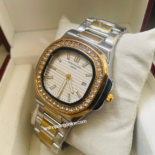 Patek Twotone White Dail Stones Watch