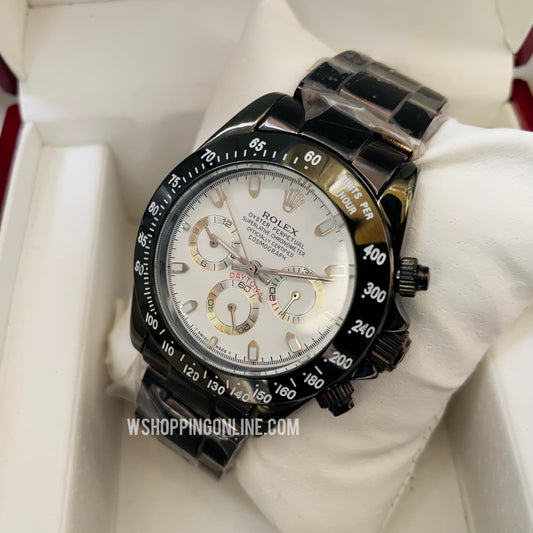 Black White Daytona Automatic Chronograph Working Watch