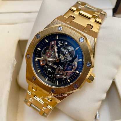 AP Golden Black Automatic Skeleton Watch