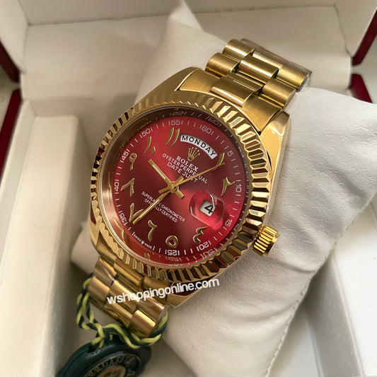 Golden Red Arabic DayDate Watch