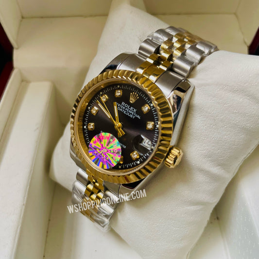 Twotone Black Datejust Ladies Watch