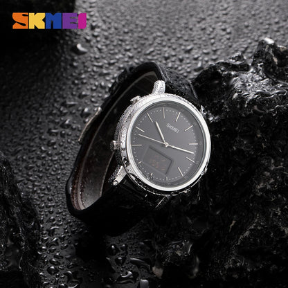 Skmei Silver Black Leather Original Watch