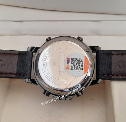 Skmei Silver Black Leather Original Watch