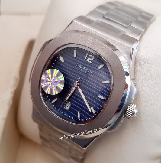 Master Patek Silver Blue Chain Watch