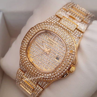 Patek Diamond Full Golden Watch