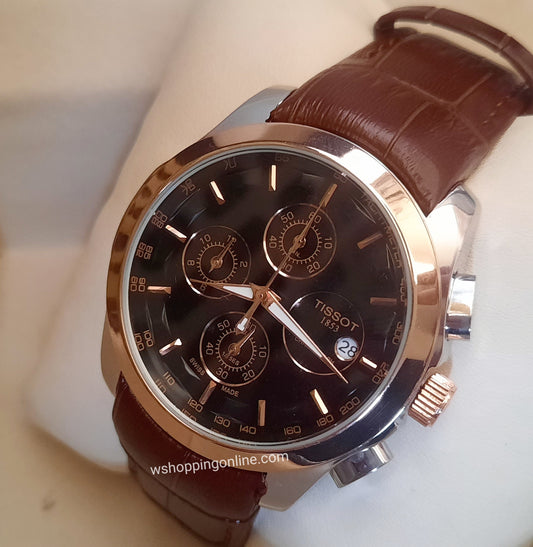 Rose Gold Black dial Chronograph Working Watch