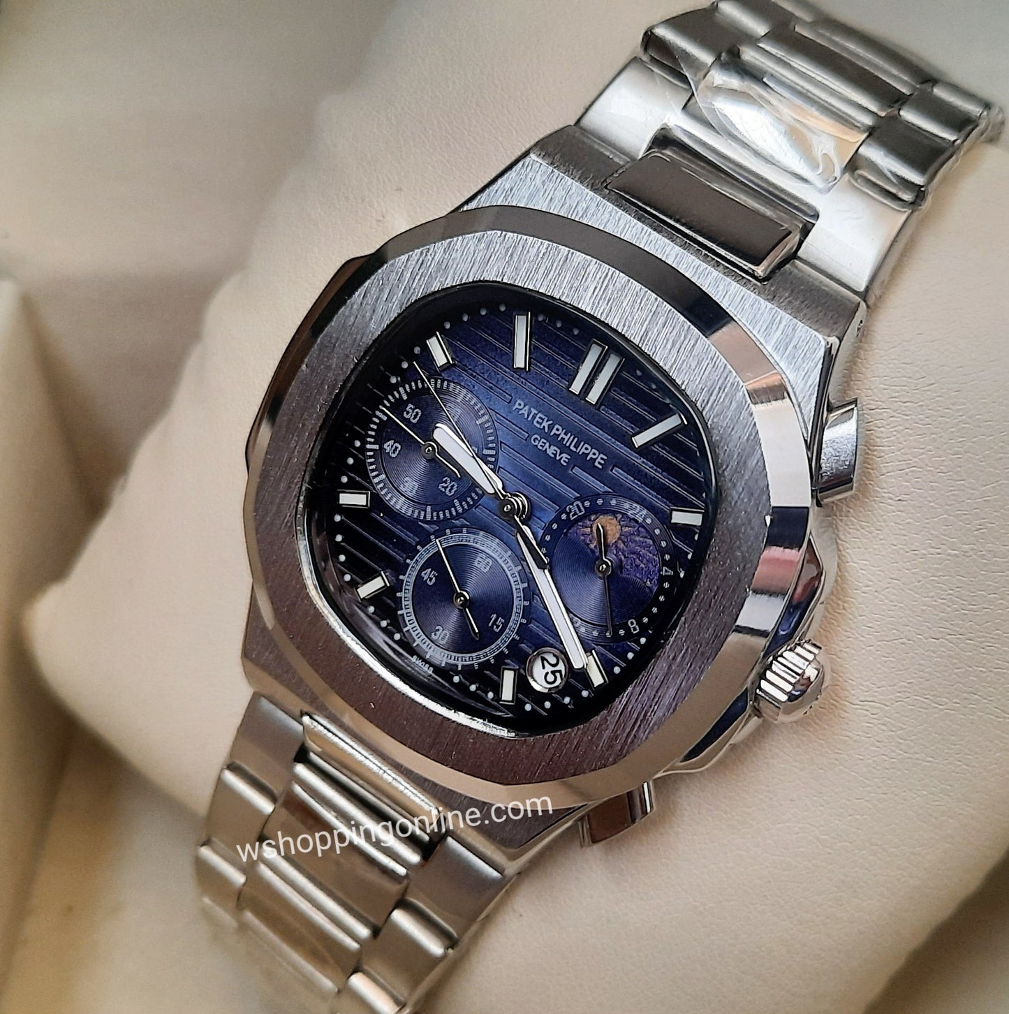 Silver Blue SunMoon Chronograph Working