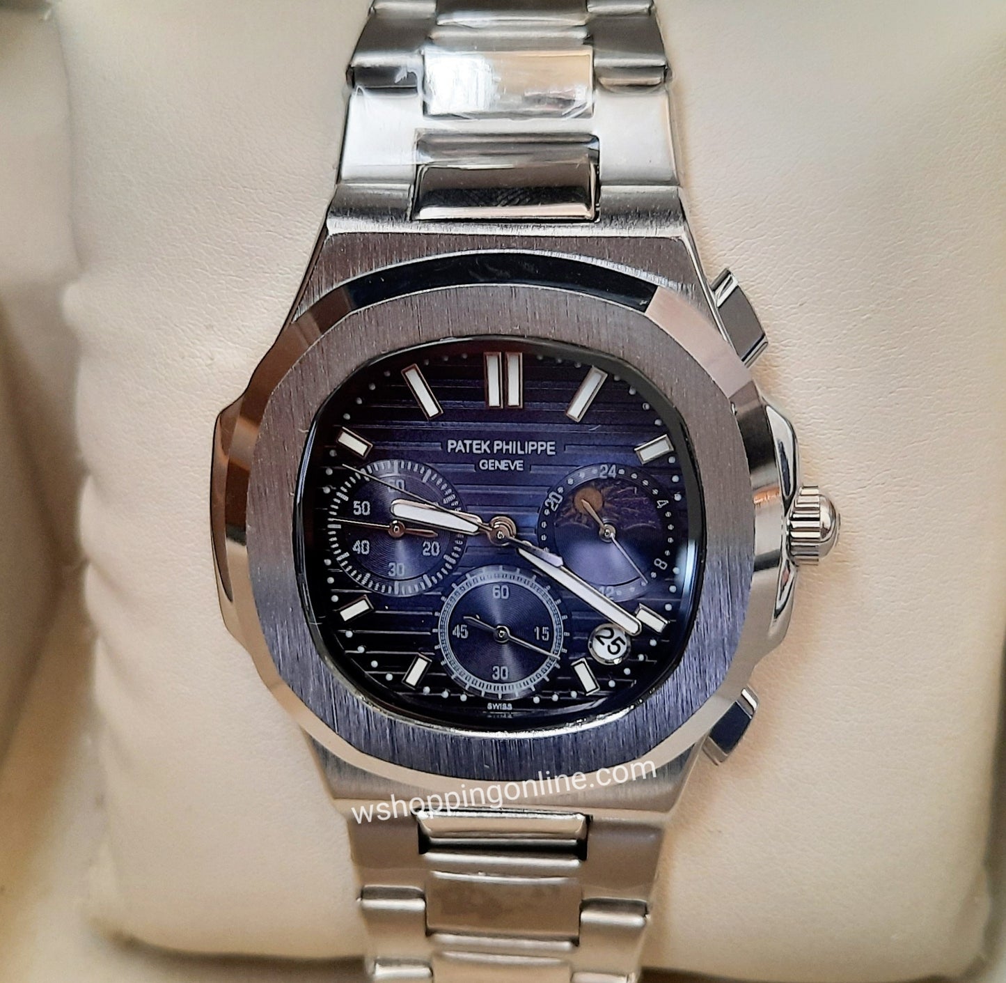 Silver Blue SunMoon Chronograph Working