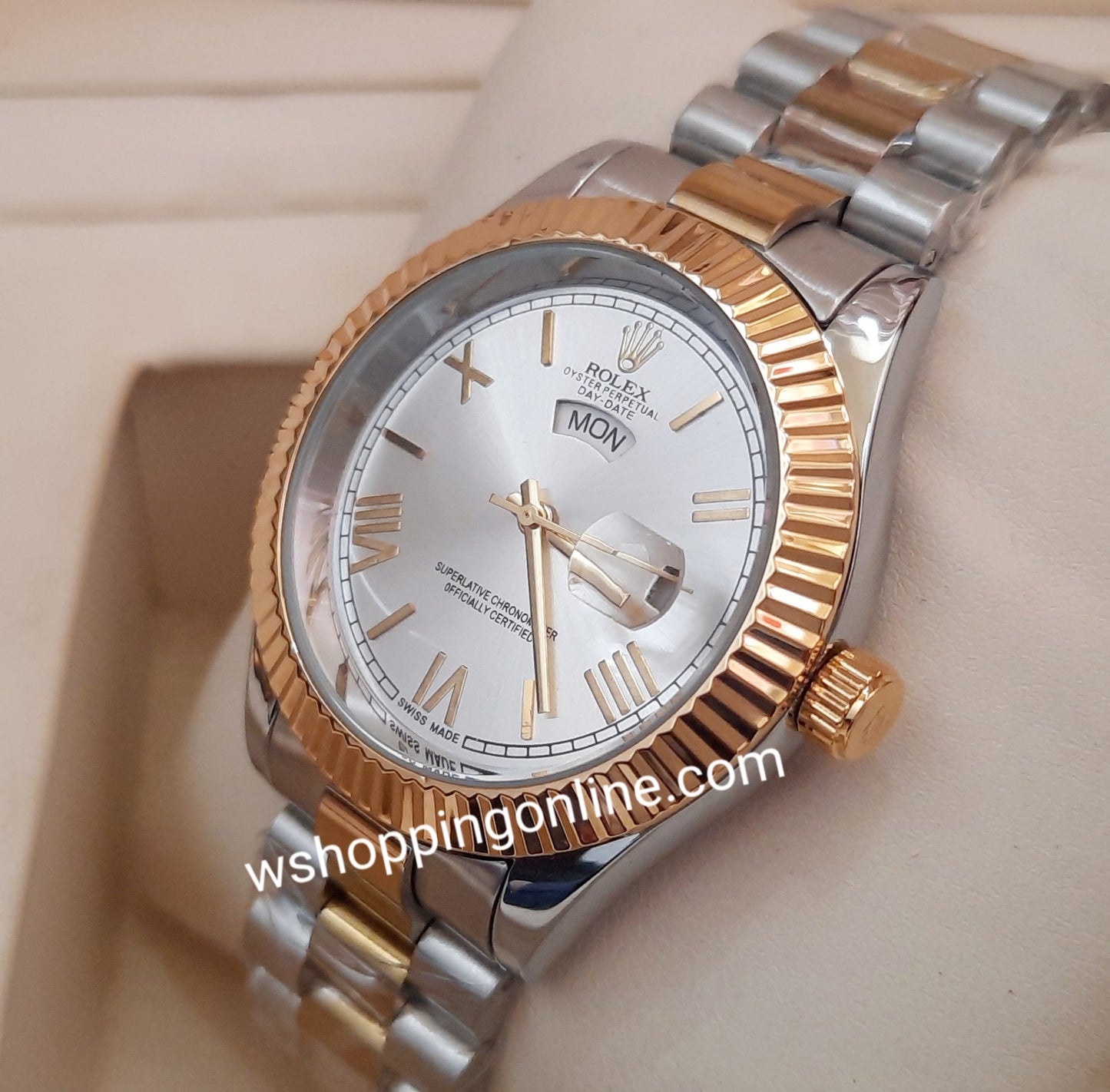 Two tone White day-date Watch