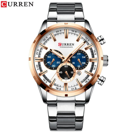 Curren White Chronograph working Orignal Watch