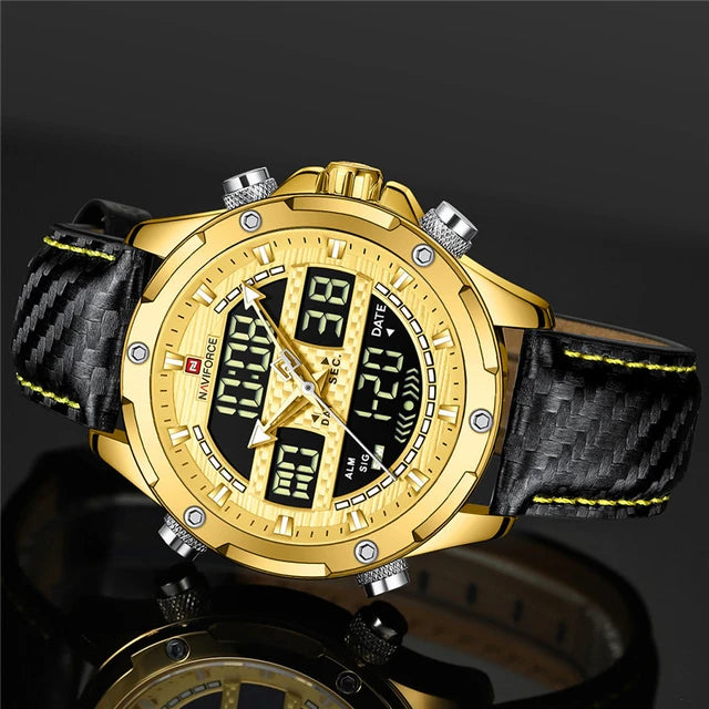 Naviforce Golden Black Strap