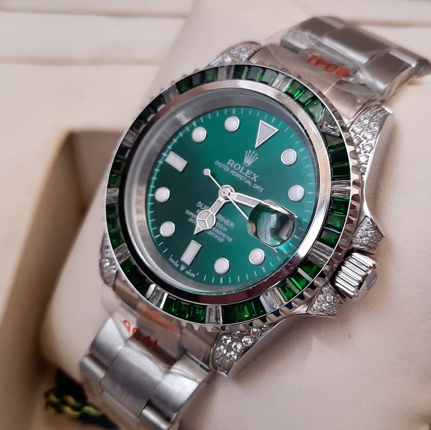 Silver Green Submariner Diamond Automatic