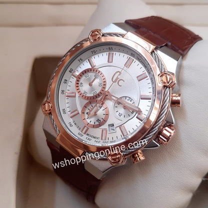 Brown Rose Chronograph Working Strap Watch