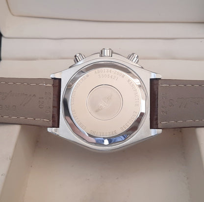 Brown Silver Strap Chronograph Working Watch