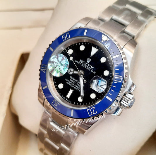 Master Submariner Silver Black Blue  Automatic Watch