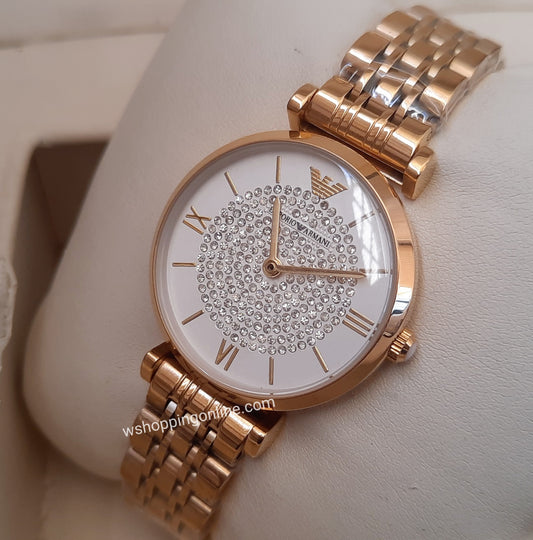 Armani Diamond White Golden Chain Watch