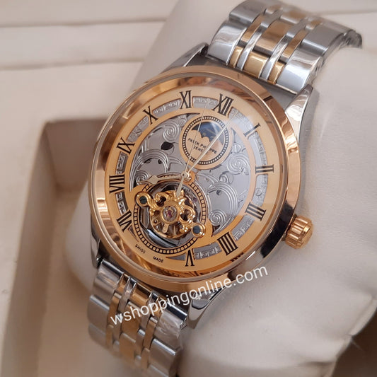 Two tone Golden Skeleton Automatic