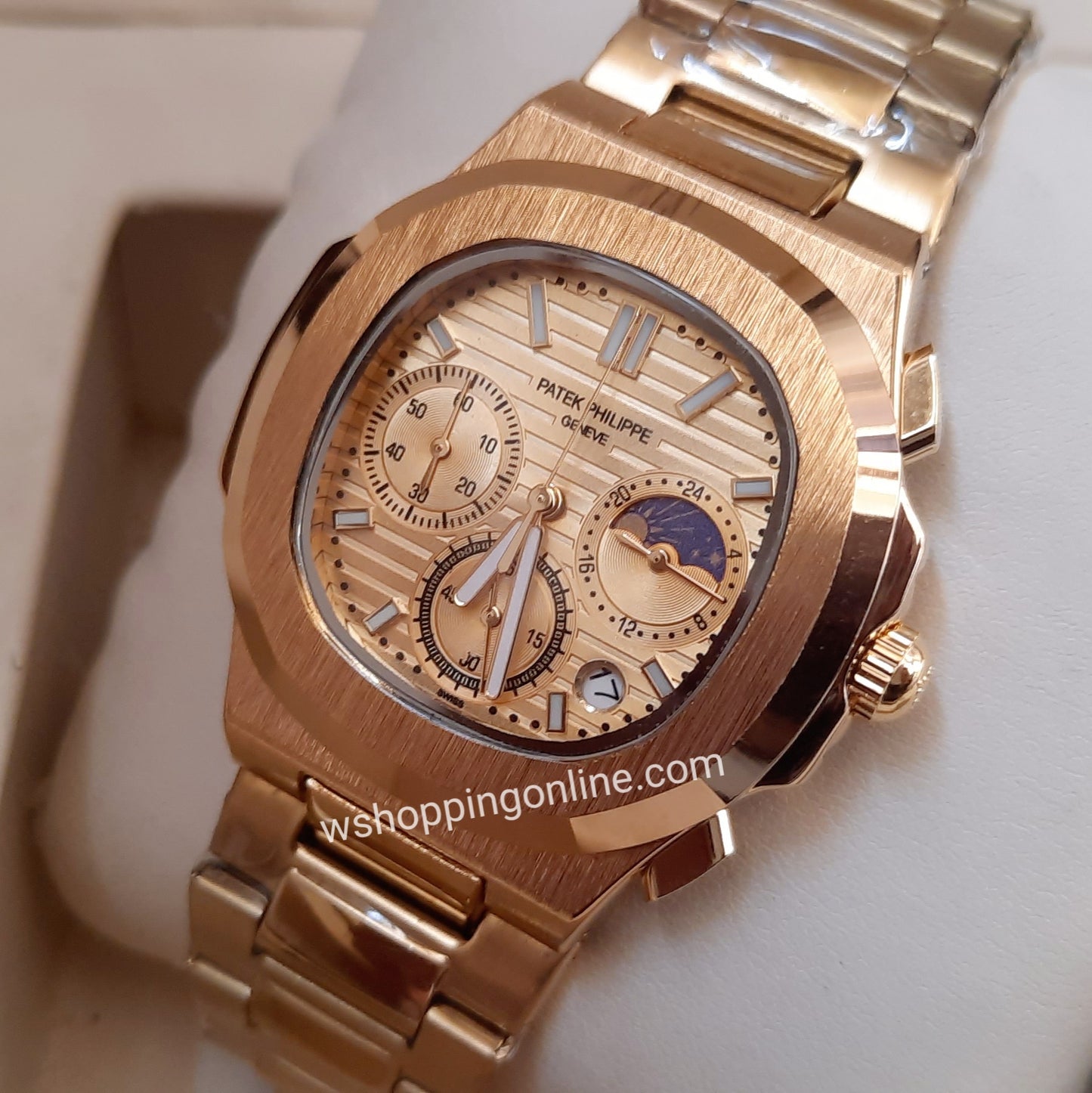 Full Golden SunMoon Chronograph Working