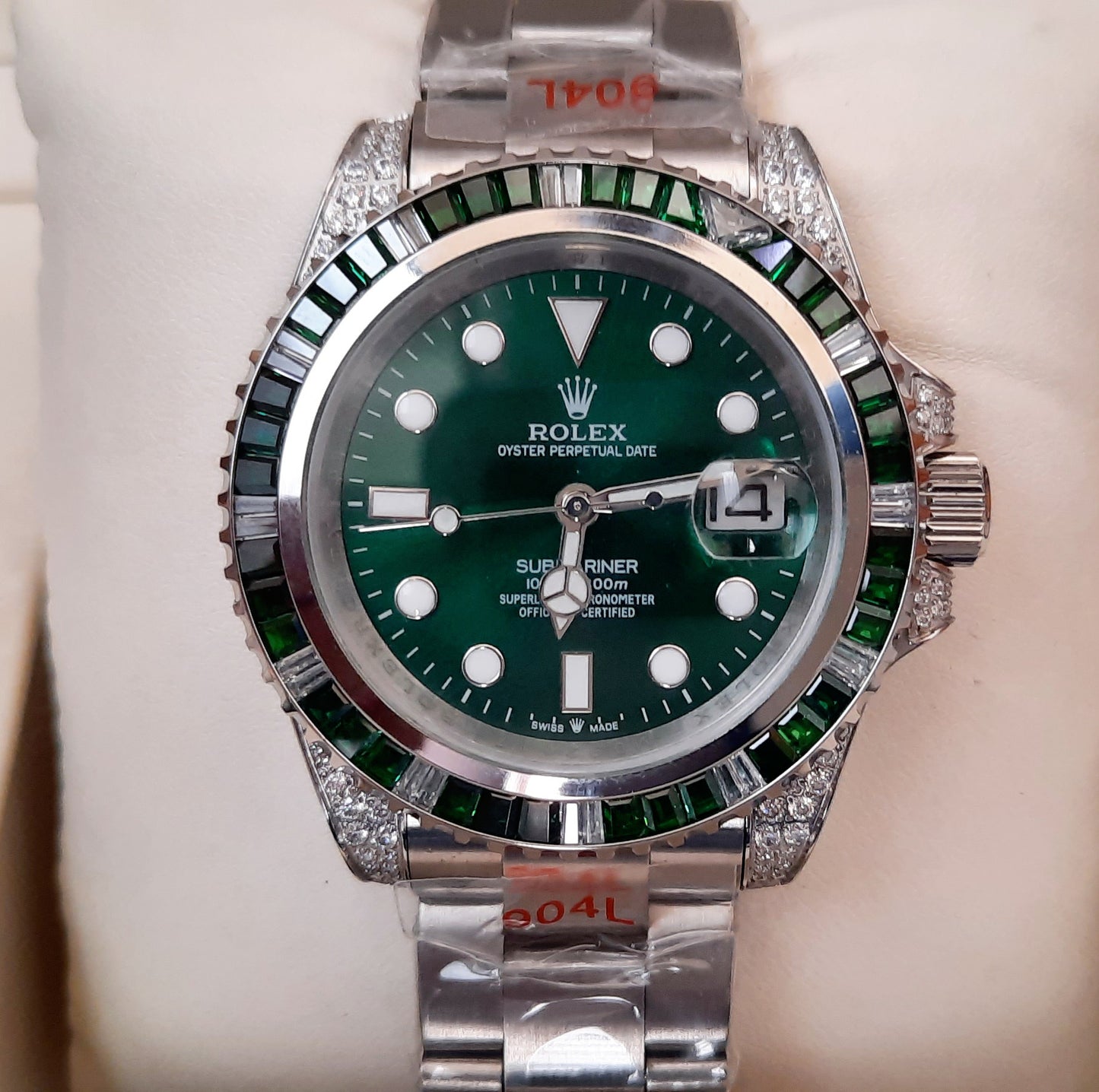 Silver Green Submariner Diamond Automatic