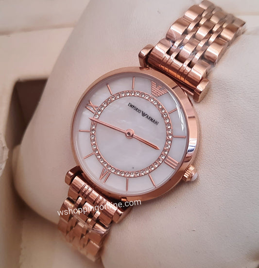 Armani White Copper Chain Watch