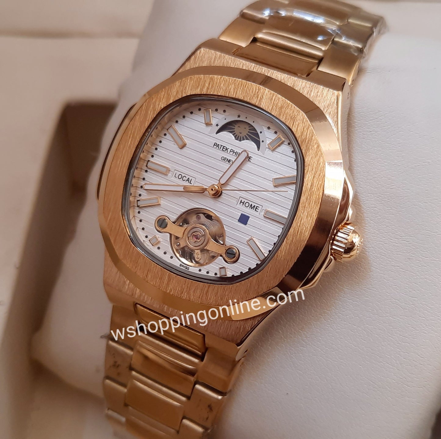 Golden White SunMoon Chronograph Working