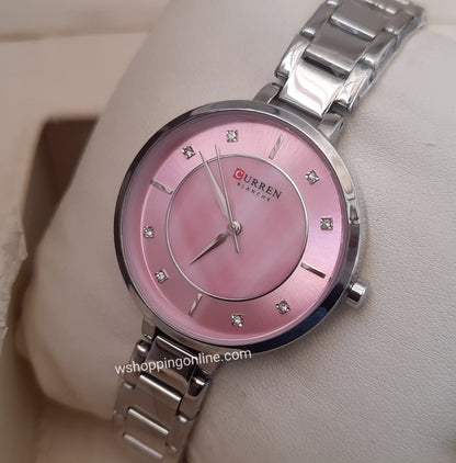 Curren Pink Silver Chain Watch