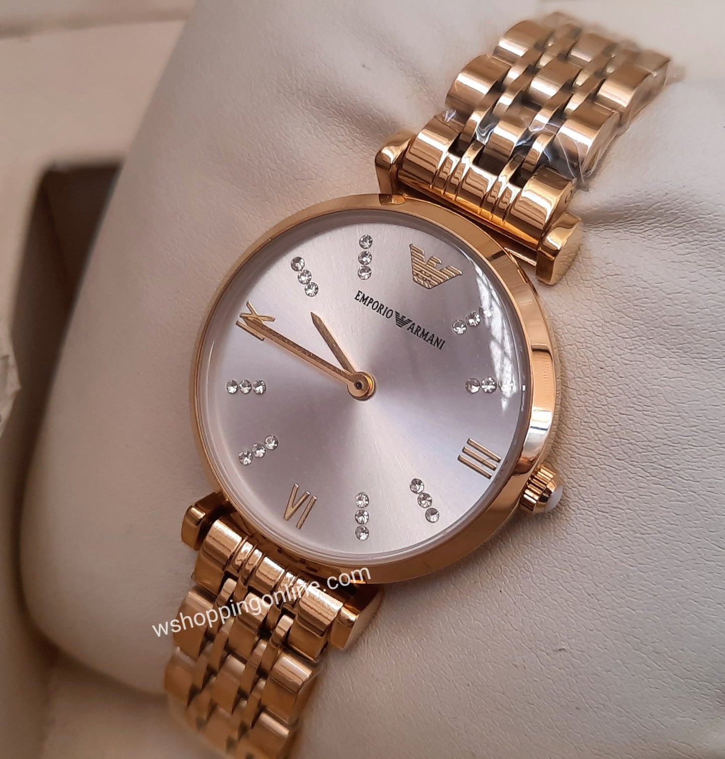 Armani Silver Dial Copper Chain Watch